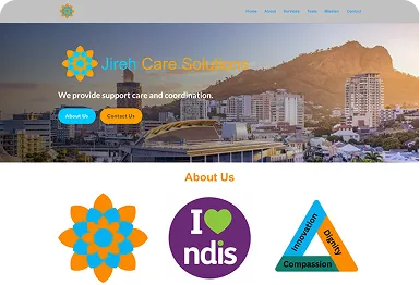 The Jireh Care Solutions website home page
