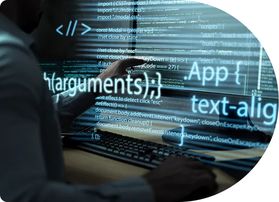 A developer working on code