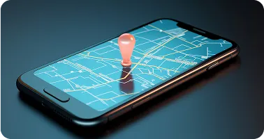A phone showing a map pin