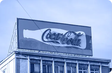 A commercial building with a large advertising sign